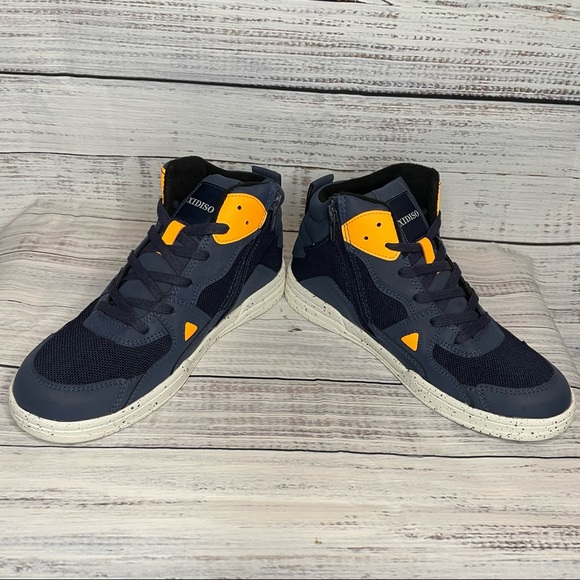 XIDISO Girls/Boys/Kids Mid Top Sneakers (Navy Blue/Orange/White) NWOT - Picture 5 of 13